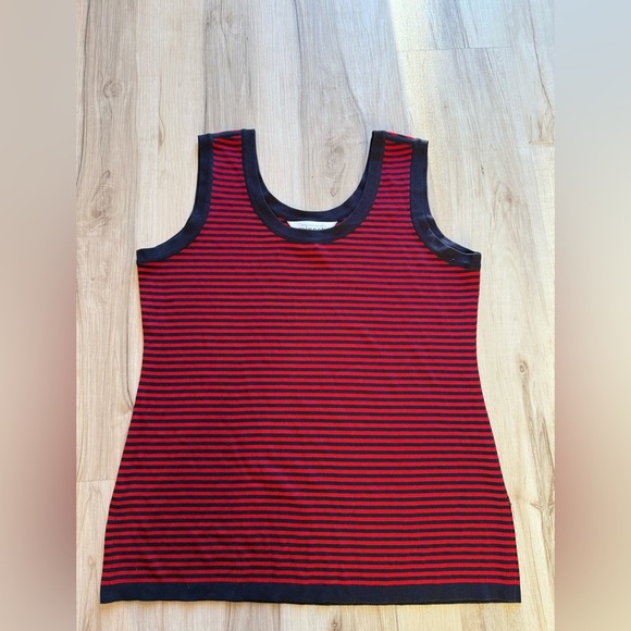Misook Tops - Exclusively Misook Women's Medium blue & Red Striped Knit Tank Top Acrylic M